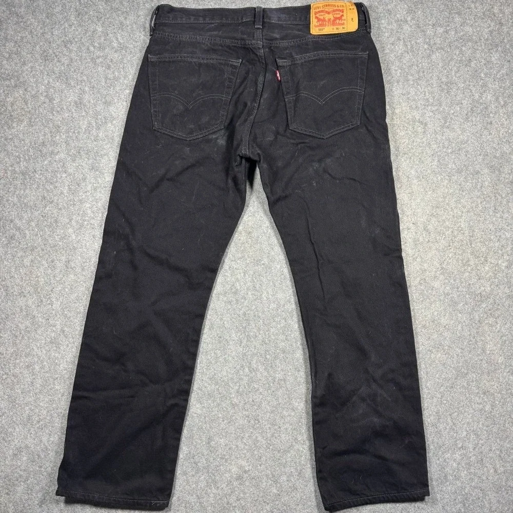 Levis 501 Original Fit Mens Black Straight Leg Button Fly Jeans 36x30 Faded Work